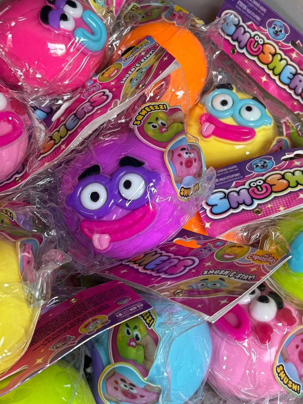 AUTHENTIC SMUSHER Squishy Tactile Squeeze Toy Character Face, Multicolor